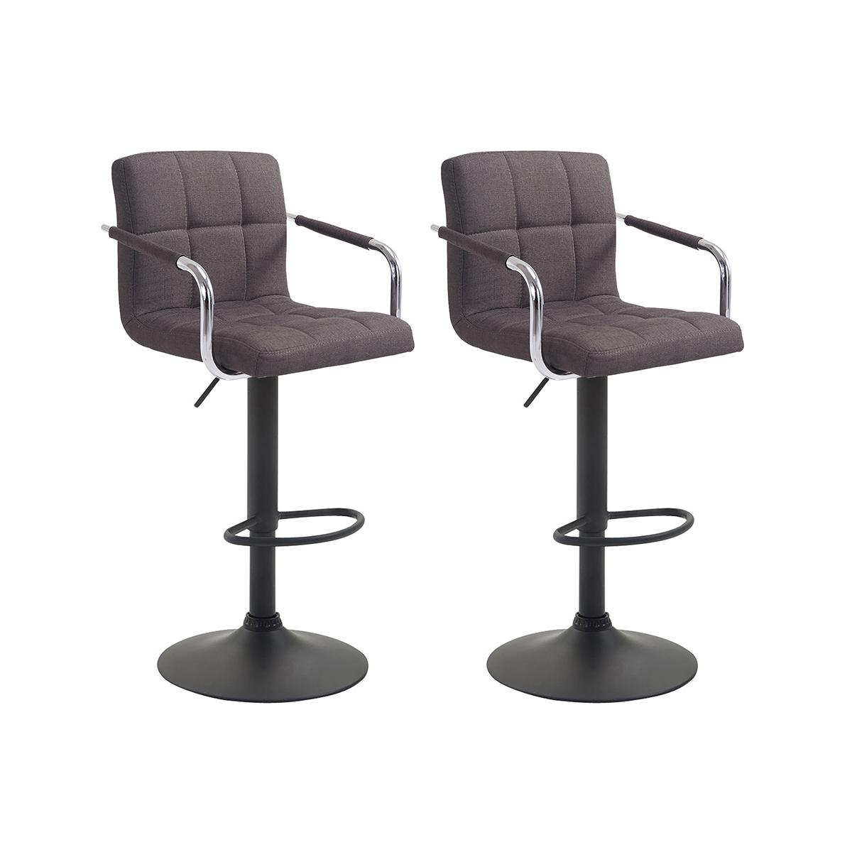 2er Set Barhocker HLO-CP35 V2 Stoff schwarz ~ dunkelgrau