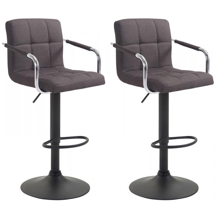2er Set Barhocker HLO-CP35 V2 Stoff schwarz ~ dunkelgrau