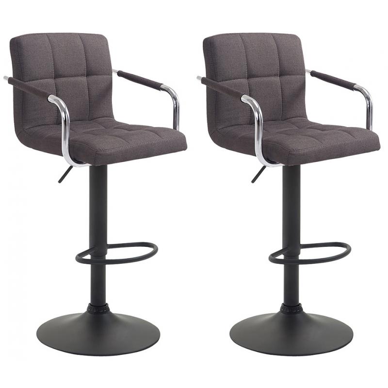 2er Set Barhocker HLO-CP35 V2 Stoff schwarz ~ dunkelgrau