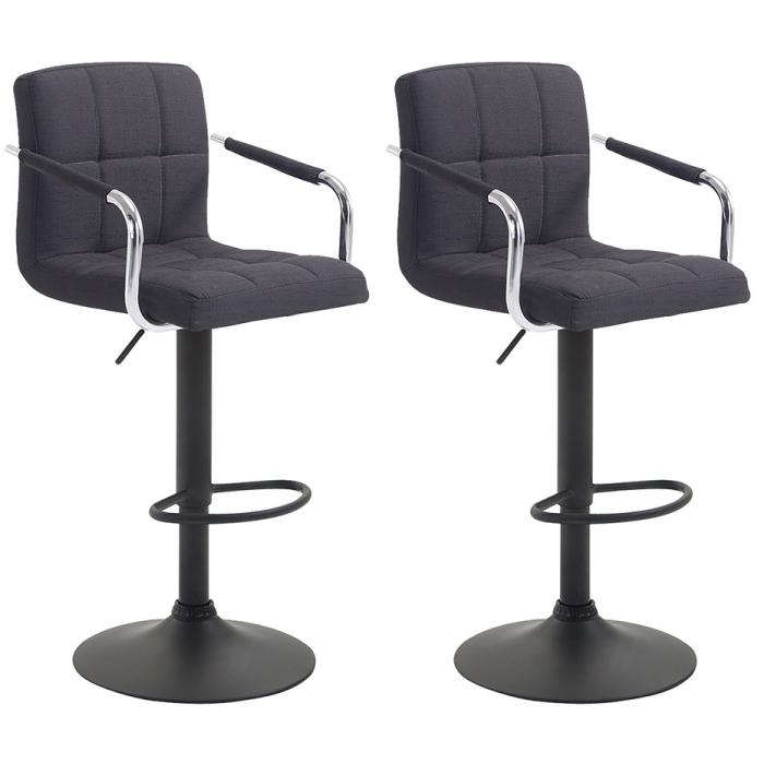 2er Set Barhocker HLO-CP35 V2 Stoff schwarz ~ schwarz