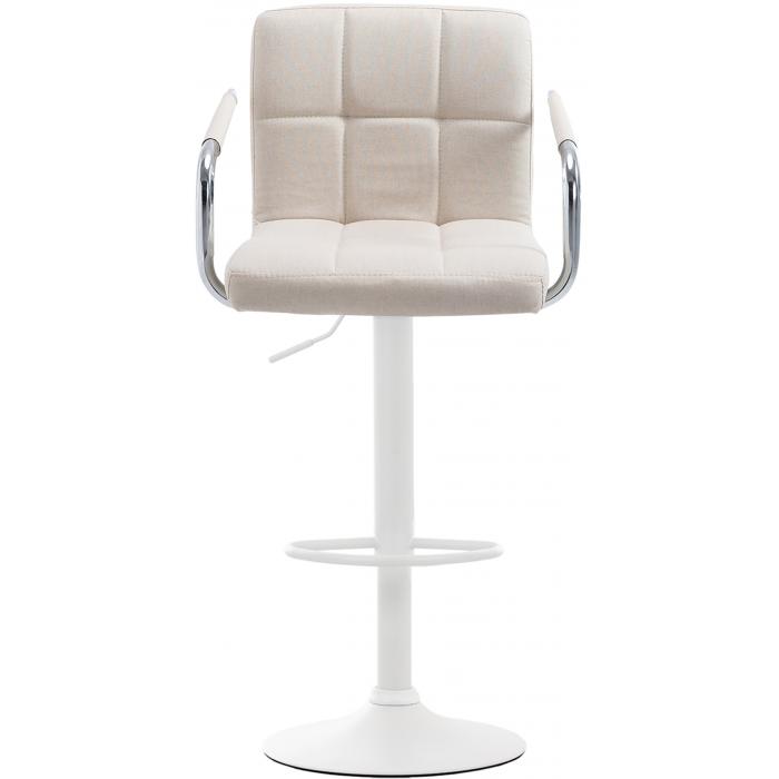 2er Set Barhocker HLO-CP35 V2 Stoff wei ~ beige