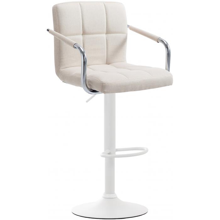 2er Set Barhocker HLO-CP35 V2 Stoff wei ~ beige