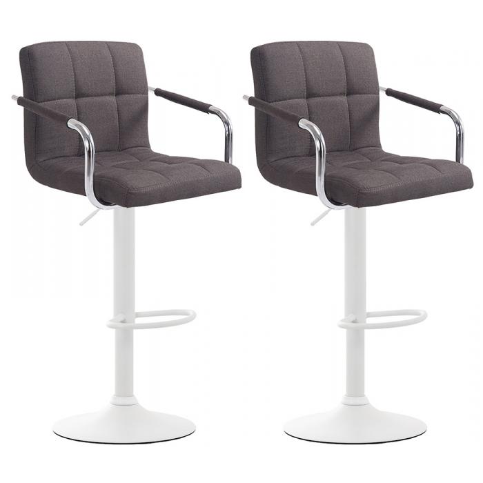 2er Set Barhocker HLO-CP35 V2 Stoff wei ~ dunkelgrau
