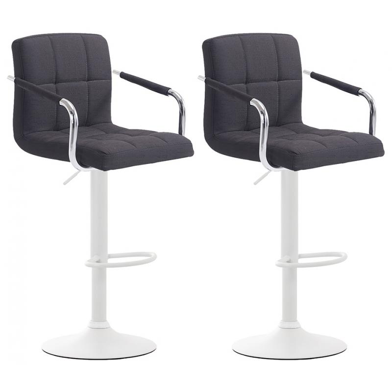 2er Set Barhocker HLO-CP35 V2 Stoff wei ~ schwarz