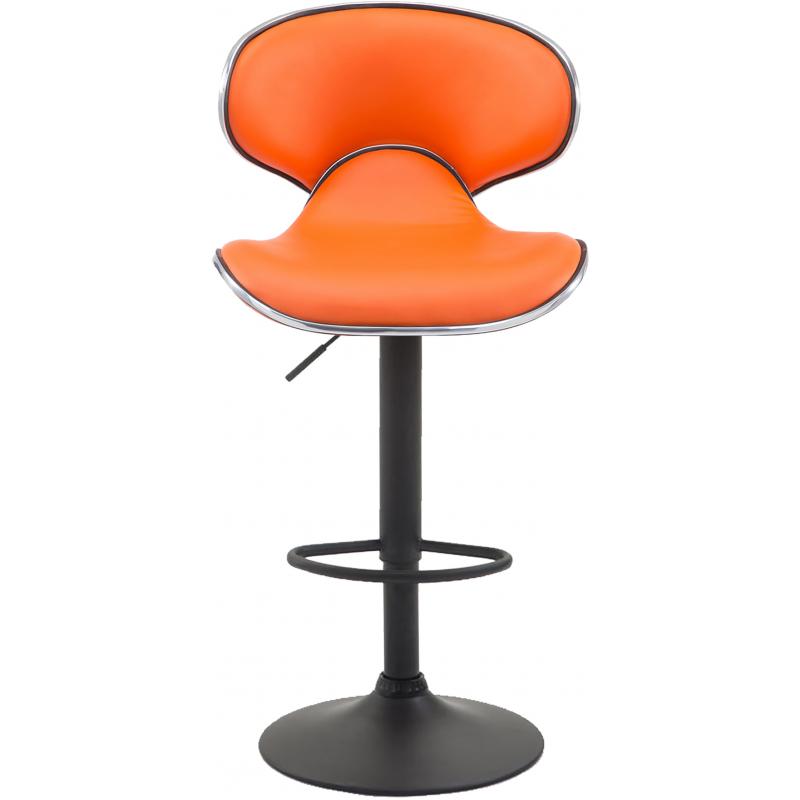 2er Set Barhocker HLO-CP29 V2 Kunstleder schwarz ~ orange