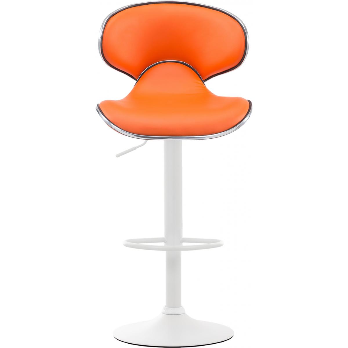 2er Set Barhocker HLO-CP29 V2 Kunstleder wei ~ orange