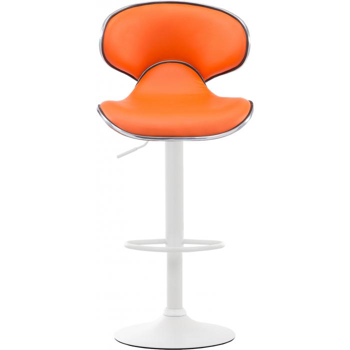 2er Set Barhocker HLO-CP29 V2 Kunstleder wei ~ orange
