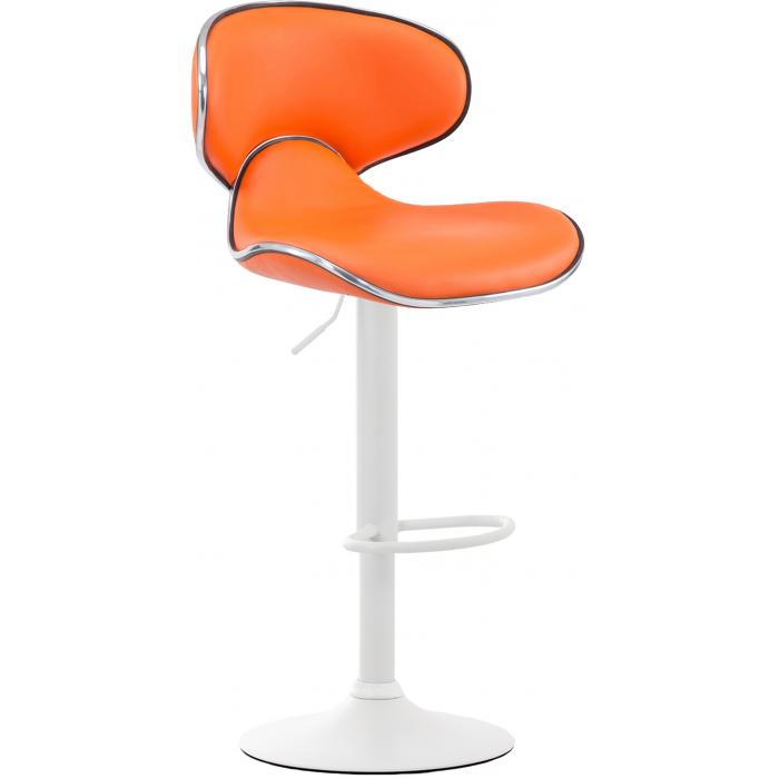 2er Set Barhocker HLO-CP29 V2 Kunstleder wei ~ orange