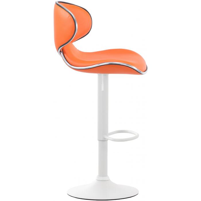 2er Set Barhocker HLO-CP29 V2 Kunstleder wei ~ orange
