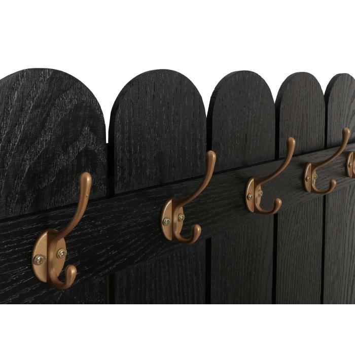 Wandgarderobe HWC-N95, Garderobe Garderobenpaneel, Paulownia 7 Haken 86x60cm ~ schwarz