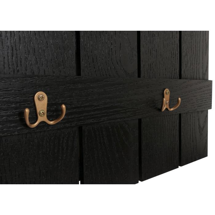Wandgarderobe HWC-N95, Garderobe Garderobenpaneel, Paulownia 7 Haken 86x60cm ~ schwarz