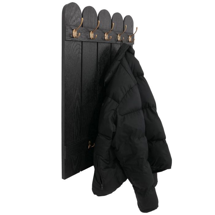 Wandgarderobe HWC-N95, Garderobe Garderobenpaneel, Paulownia 7 Haken 86x60cm ~ schwarz