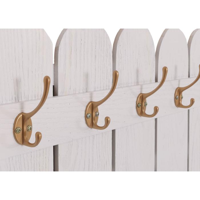 Wandgarderobe HWC-N95, Garderobe Garderobenpaneel, Paulownia 7 Haken 86x60cm ~ wei