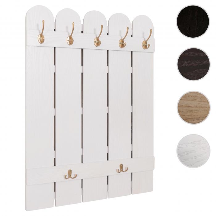 Wandgarderobe HWC-N95, Garderobe Garderobenpaneel, Paulownia 7 Haken 86x60cm ~ wei