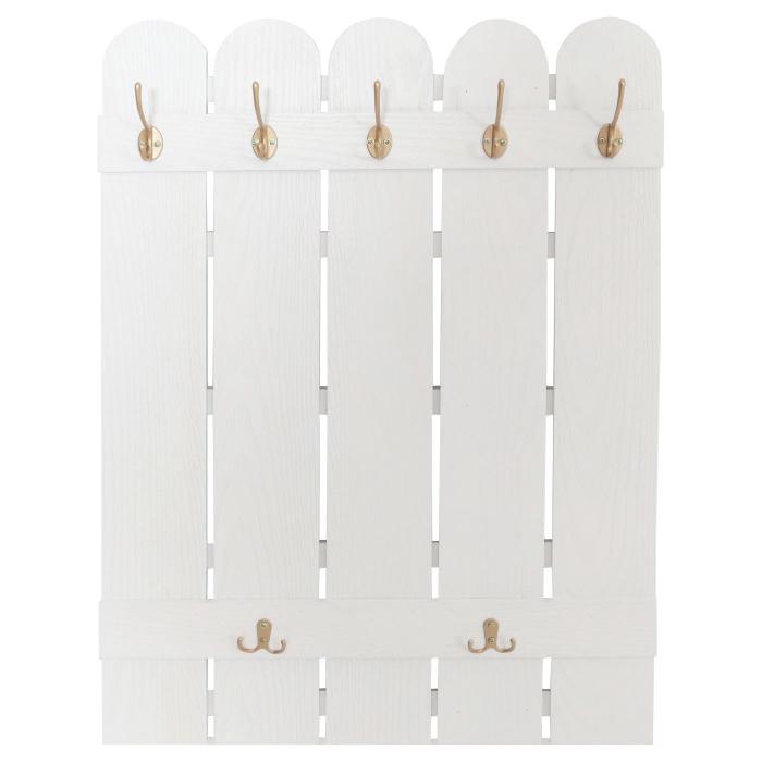 Wandgarderobe HWC-N95, Garderobe Garderobenpaneel, Paulownia 7 Haken 86x60cm ~ wei