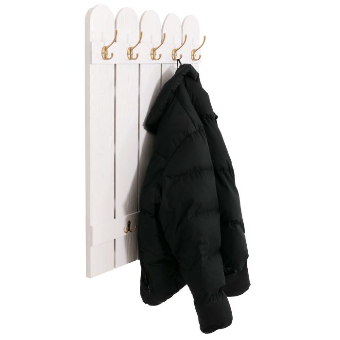Wandgarderobe HWC-N95, Garderobe Garderobenpaneel, Paulownia 7 Haken 86x60cm ~ wei
