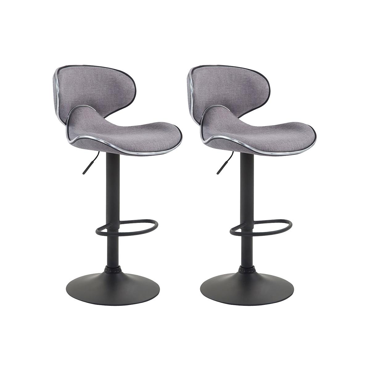 2er Set Barhocker HLO-CP29 V2 Stoff schwarz ~ hellgrau