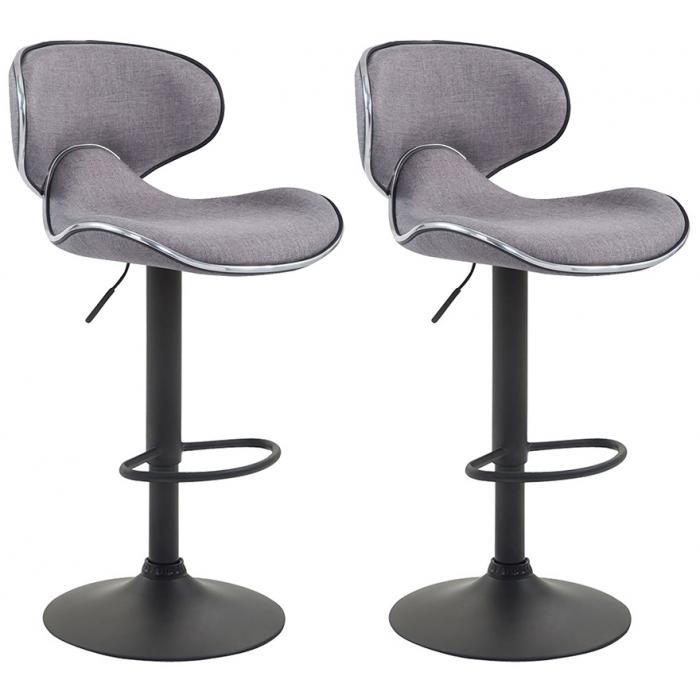 2er Set Barhocker HLO-CP29 V2 Stoff schwarz ~ hellgrau