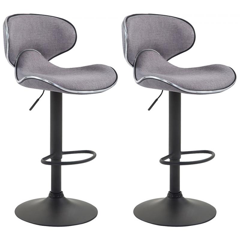 2er Set Barhocker HLO-CP29 V2 Stoff schwarz ~ hellgrau