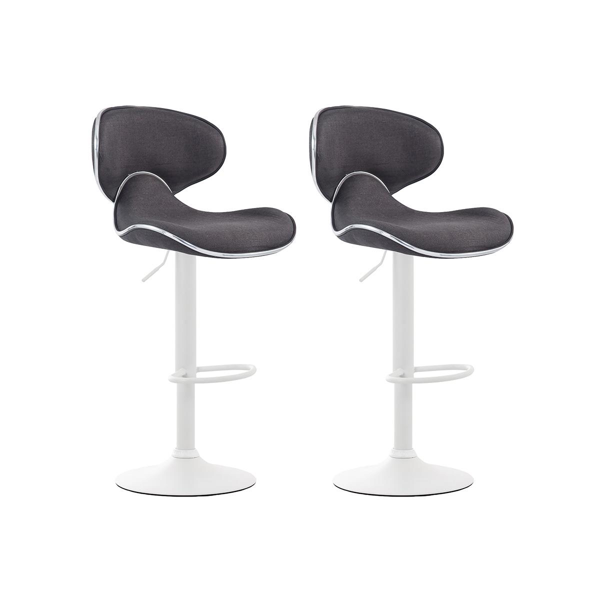 2er Set Barhocker HLO-CP29 V2 Stoff wei ~ dunkelgrau