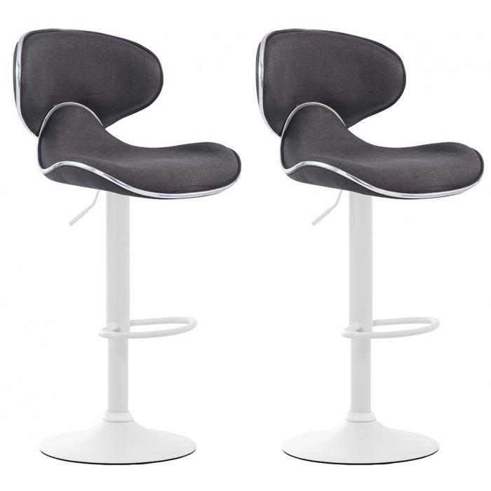2er Set Barhocker HLO-CP29 V2 Stoff wei ~ dunkelgrau