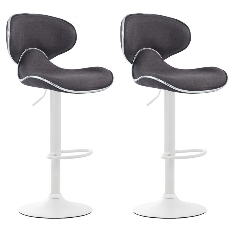 2er Set Barhocker HLO-CP29 V2 Stoff wei ~ dunkelgrau