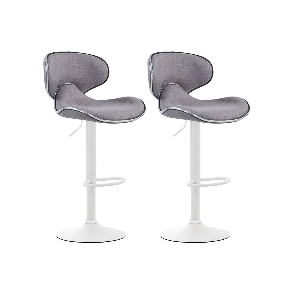 2er Set Barhocker HLO-CP29 V2 Stoff wei ~ hellgrau