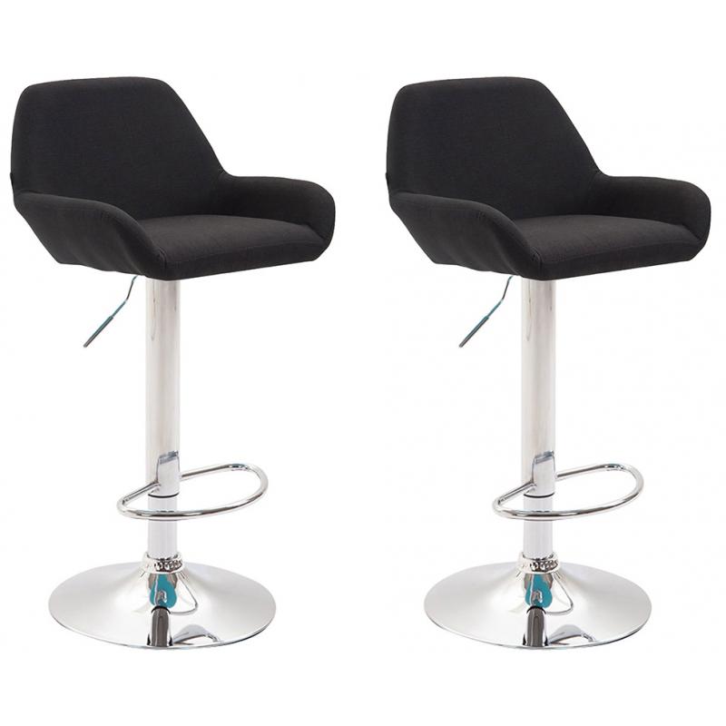 2er Set Barhocker HLO-CP8 Stoff chrom ~ schwarz