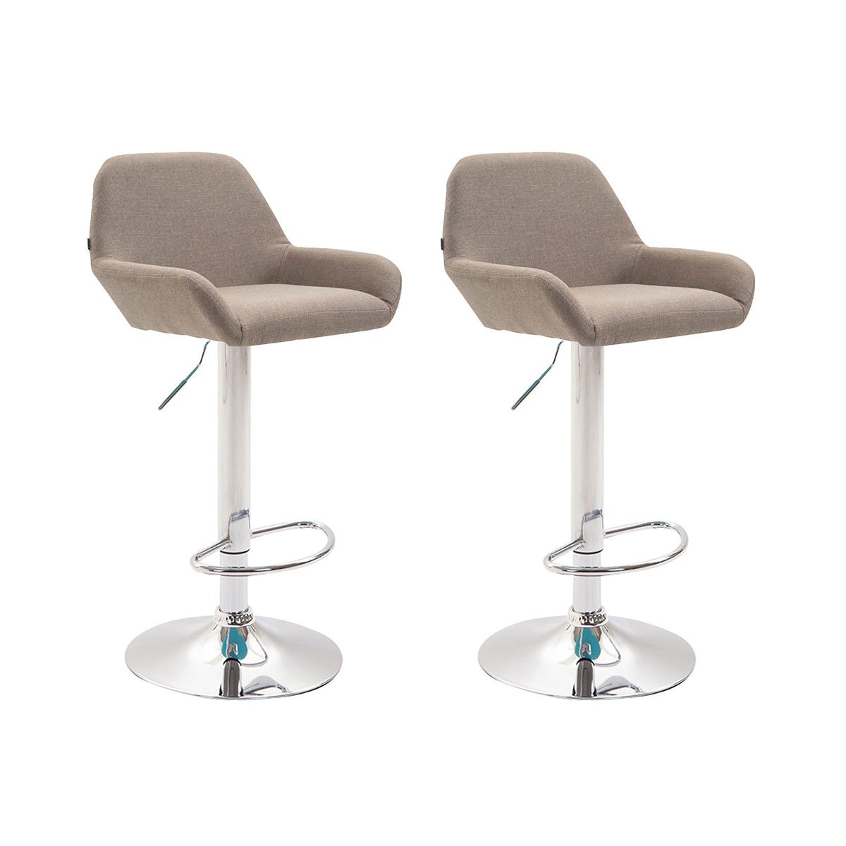 2er Set Barhocker HLO-CP8 Stoff chrom ~ taupe
