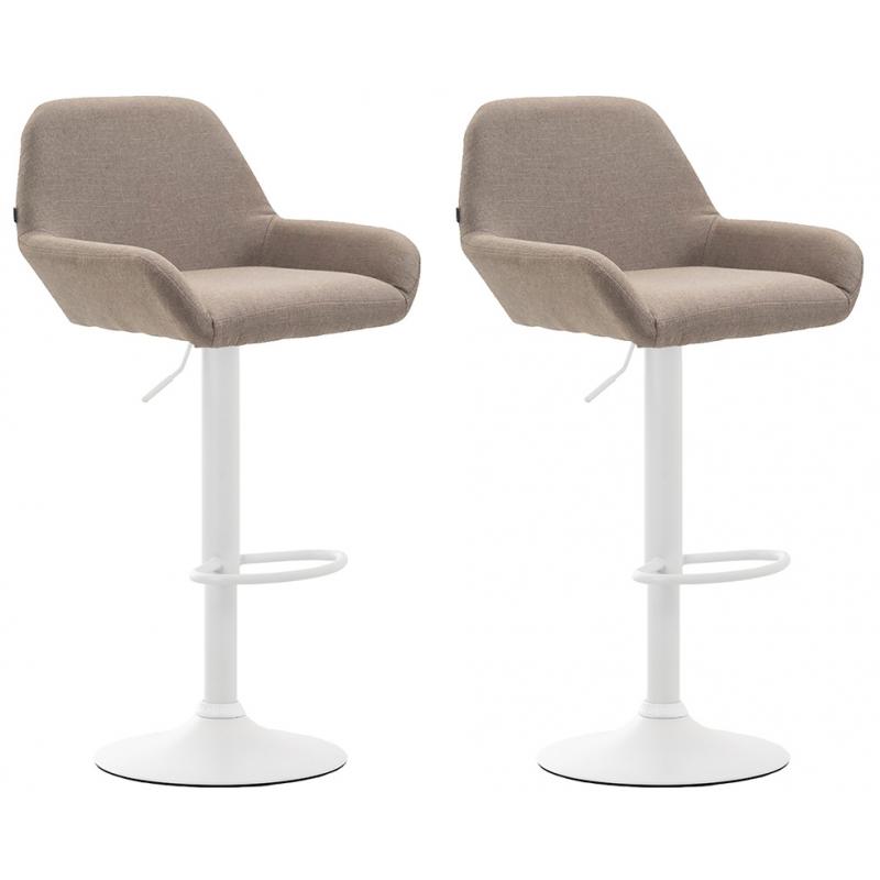 2er Set Barhocker HLO-CP8 Stoff wei ~ taupe