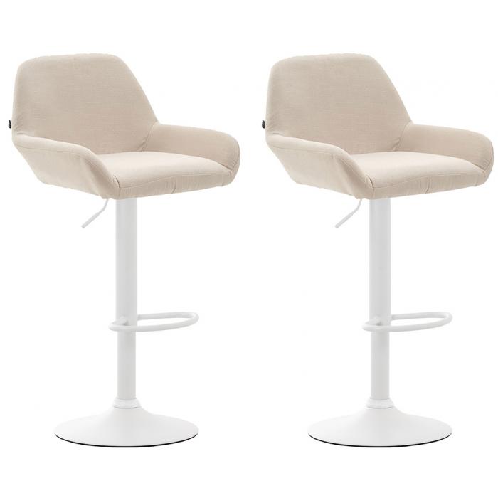 2er Set Barhocker HLO-CP8 Stoff weiß ~ creme