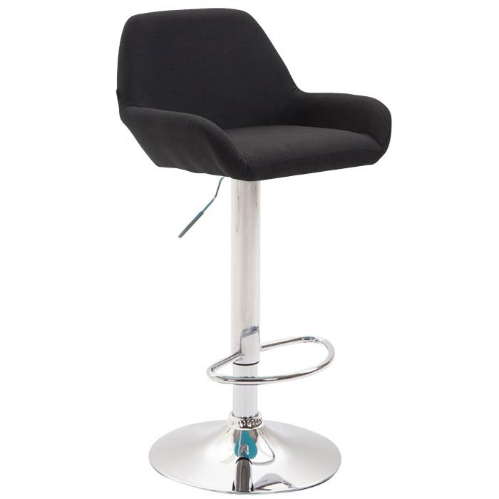 2er Set Barhocker HLO-CP8 Stoff chrom ~ schwarz