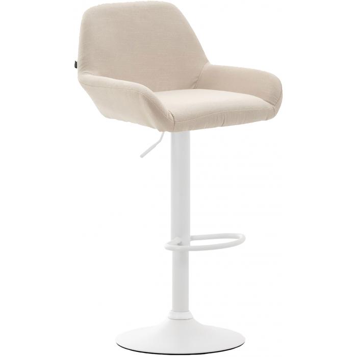 2er Set Barhocker HLO-CP8 Stoff weiß ~ creme