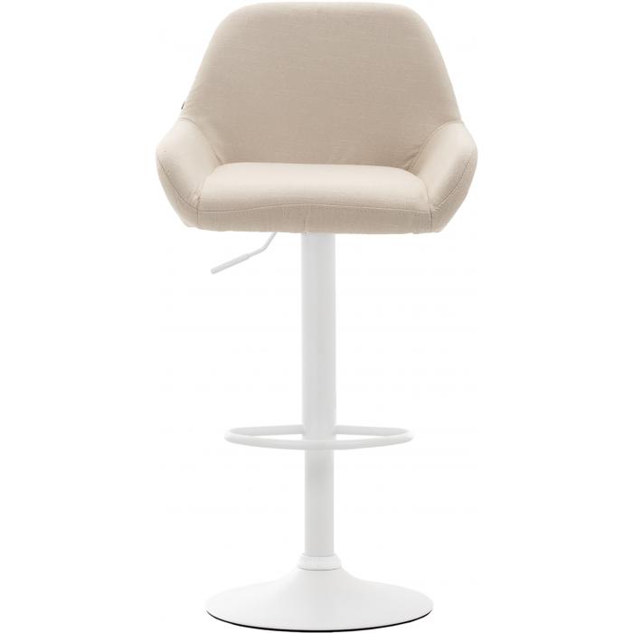2er Set Barhocker HLO-CP8 Stoff weiß ~ creme