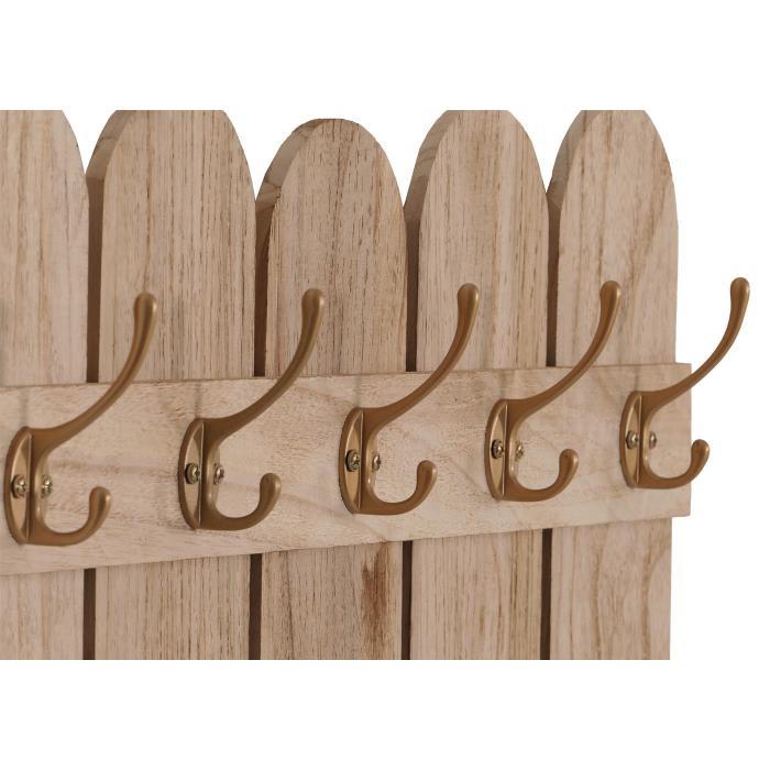 Wandgarderobe HWC-N95, Garderobe Garderobenpaneel, Paulownia 7 Haken 86x60cm ~ natur