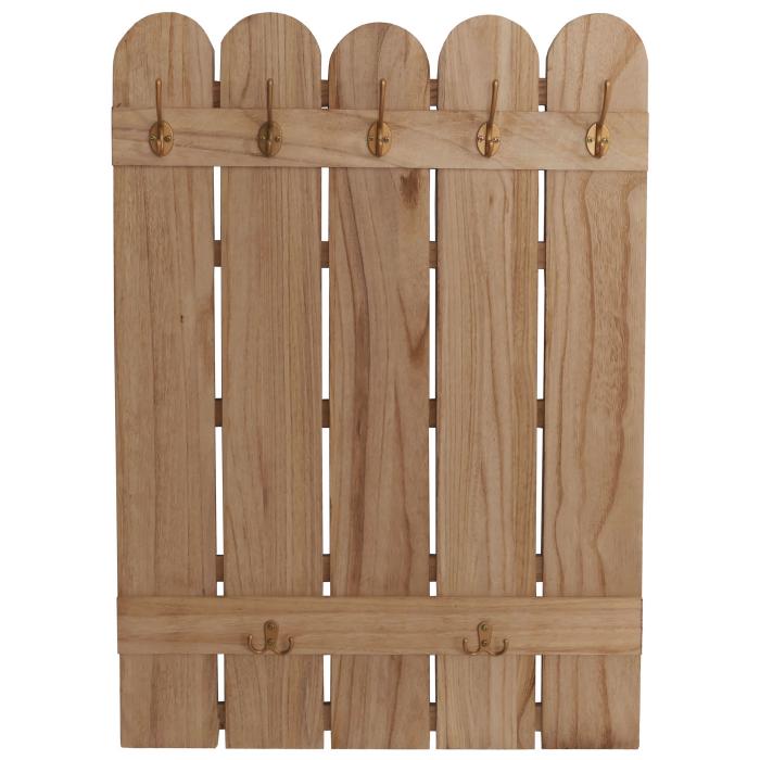 Wandgarderobe HWC-N95, Garderobe Garderobenpaneel, Paulownia 7 Haken 86x60cm ~ natur