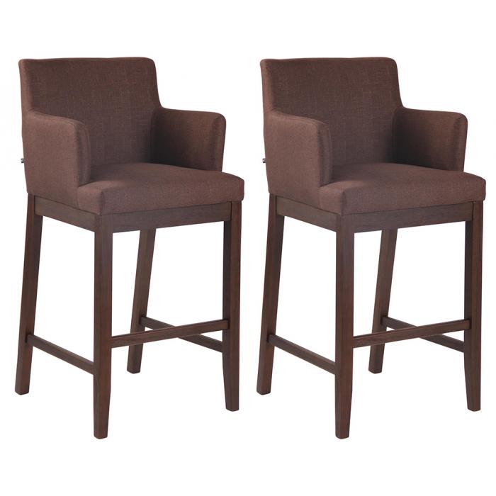 2er Set Barhocker HLO-CP28 Stoff antik ~ braun