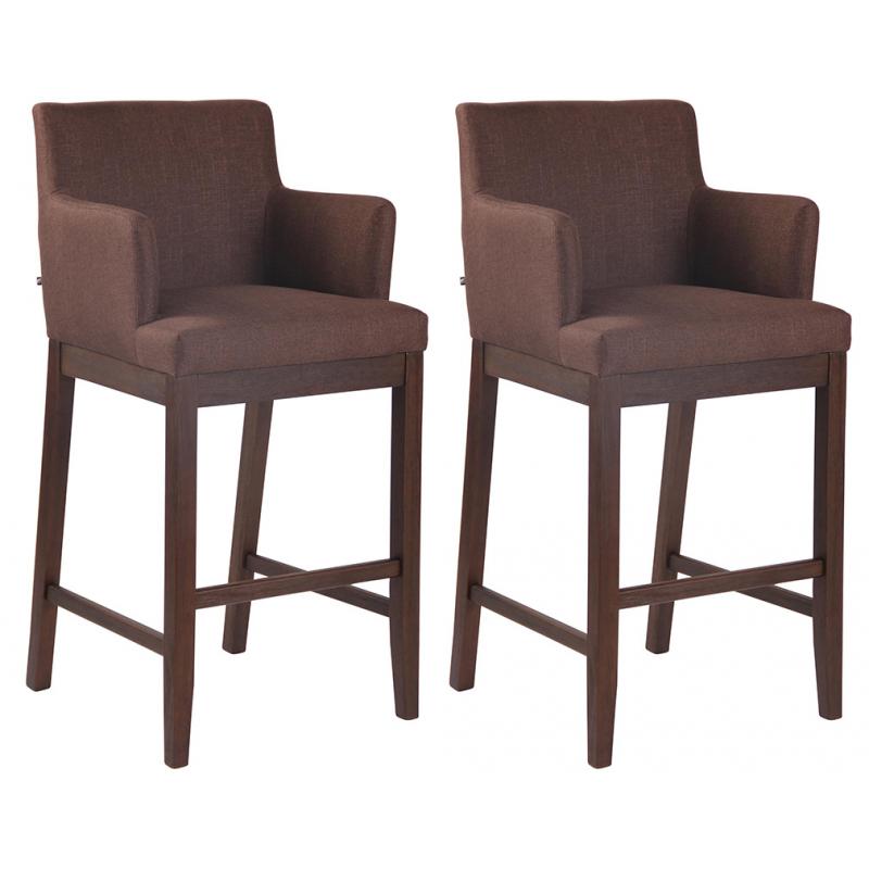 2er Set Barhocker HLO-CP28 Stoff antik ~ braun