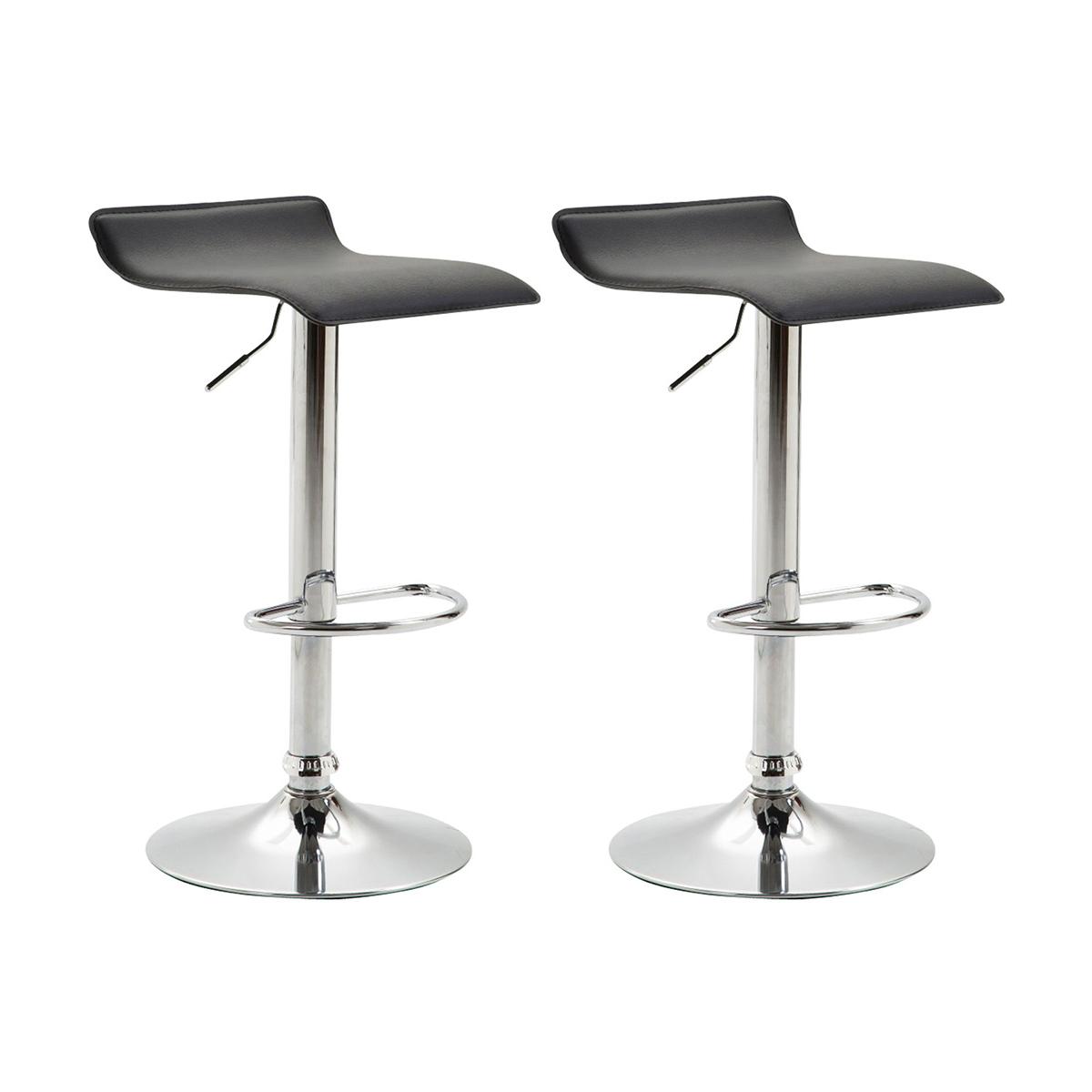 2er Set Barhocker HLO-CP16 V2 Kunstleder chrom ~ schwarz