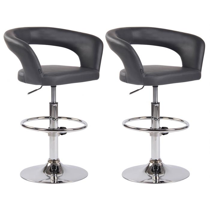 2er Set Barhocker HLO-CP230 Kunstleder ~ grau