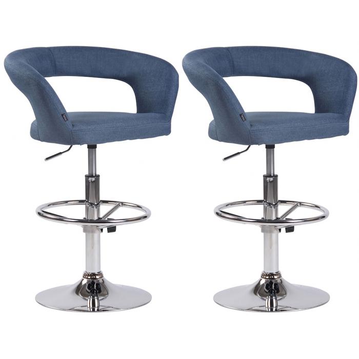 2er Set Barhocker HLO-CP263 Stoff ~ blau