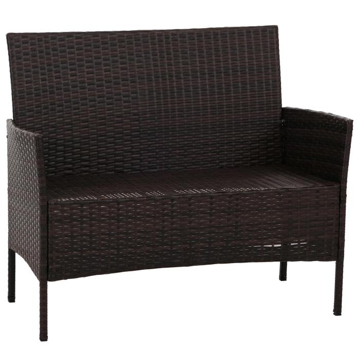 Poly-Rattan Garten-Garnitur HWC-N98, Sitzgruppe Lounge-Set, Metall Glas Stoff/Textil (180g/m) ~ braun, Kissen creme