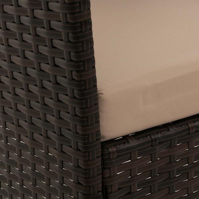 Poly-Rattan Garten-Garnitur HWC-N98, Sitzgruppe Lounge-Set, Metall Glas Stoff/Textil (180g/m) ~ braun, Kissen creme