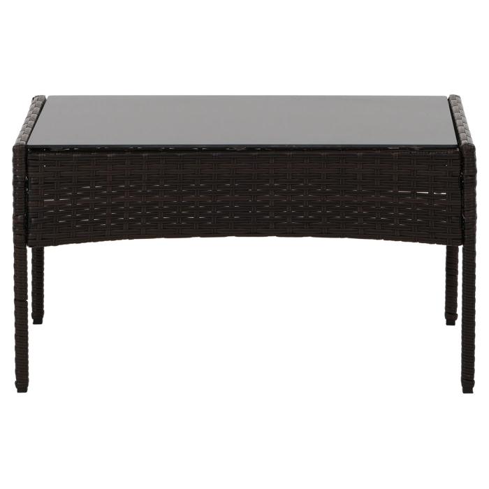 Poly-Rattan Garten-Garnitur HWC-N98, Sitzgruppe Lounge-Set, Metall Glas Stoff/Textil (180g/m) ~ braun, Kissen creme