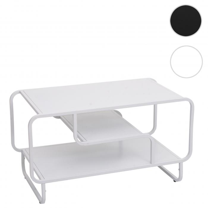 Couchtisch HWC-O49, Wohnzimmertisch Tisch, Industrial 3 Ablagen, Metall 45x80x40cm ~ wei
