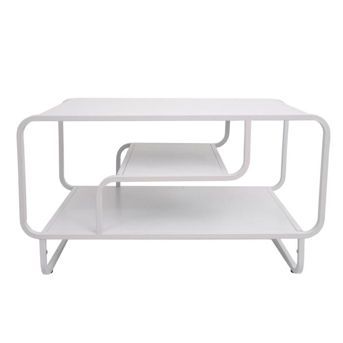 Couchtisch HWC-O49, Wohnzimmertisch Tisch, Industrial 3 Ablagen, Metall 45x80x40cm ~ wei