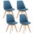 4er Set Stuhl HLO-CP58 Stoff ~ blau