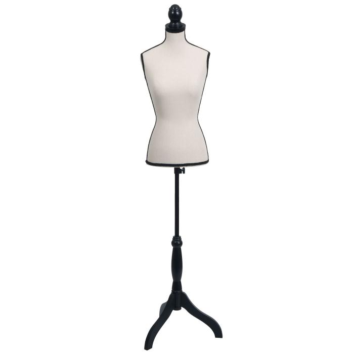 Schneiderpuppe T220, Schaufensterpuppe Torso weiblich, Schaumstoff ~ creme, schwarze Naht