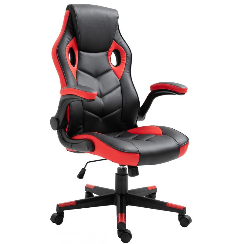 Brostuhl HLO-CP140 Kunstleder ~ schwarz/rot