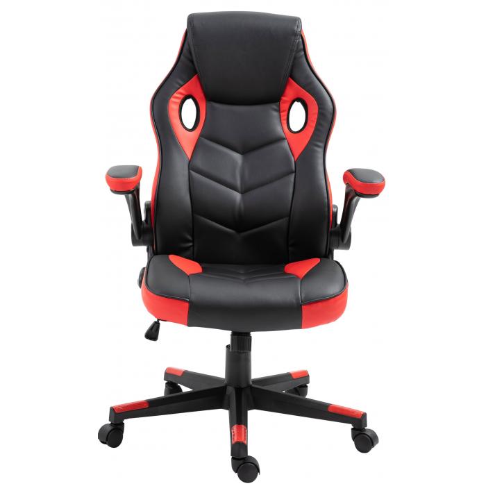 Brostuhl HLO-CP140 Kunstleder ~ schwarz/rot